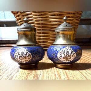 Vintage pair of Cloisonné salt and pepper shakers.